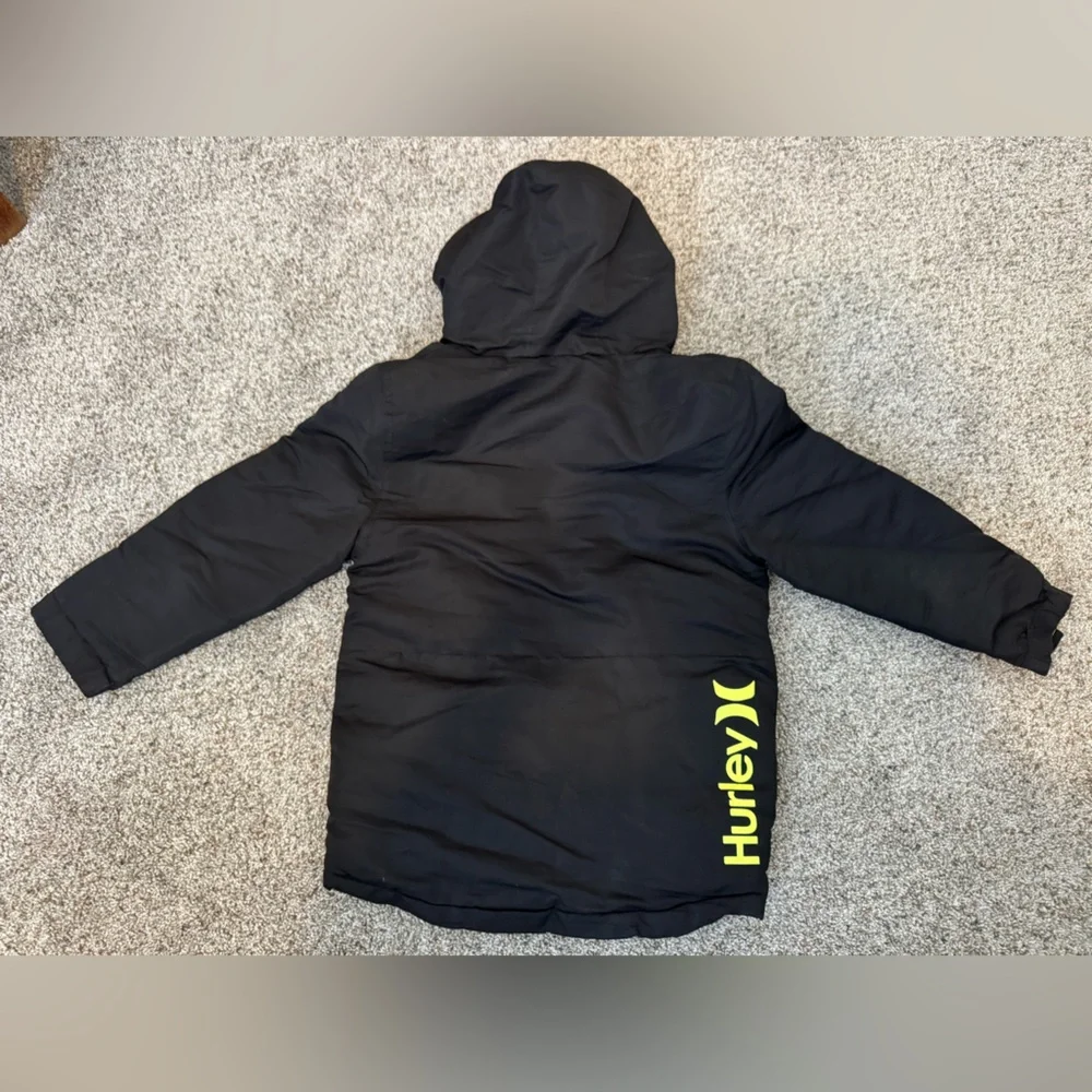 Kids Hurley Black Jacket with Neon yellow accents size s(7/8)